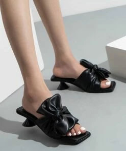 Best deal 🔔 BUTITI Black Bow Kitten-Heel Slide - 👩 Women 🎉 -BUTITI Shop zu105868815 alt 2 tm1652980375