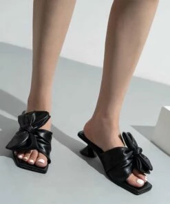 Best deal 🔔 BUTITI Black Bow Kitten-Heel Slide - 👩 Women 🎉 -BUTITI Shop zu105868815 alt 4 tm1652980375