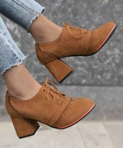 New 🛒 BUTITI Brown Lace-Up Pump - 👩 Women 🛒 -BUTITI Shop zu105929534 alt 2 tm1652978538