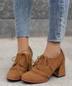 BUTITI Shop 3 New 🛒 BUTITI Brown Lace-Up Pump - 👩 Women 🛒