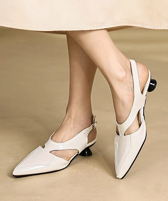 Wholesale ๐ BUTITI White Cutout Slingback Kitten Heel - ๐ฉ Women ๐ 1 Wholesale ๐ BUTITI White Cutout Slingback Kitten Heel - ๐ฉ Women ๐