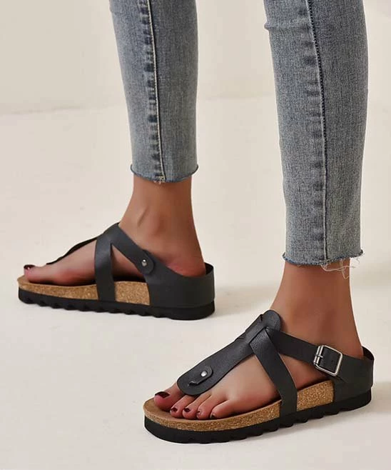 Cheapest π BUTITI Black Toe-Strap Buckle π©΄ Sandal - π© Women π 2 Cheapest π BUTITI Black Toe-Strap Buckle π©΄ Sandal - π© Women π - Image 2