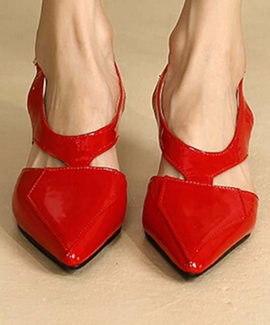Best deal ✔️ BUTITI Red Cutout Pointed-Toe Slingback - 👩 Women ❤️ 2 Best deal ✔️ BUTITI Red Cutout Pointed-Toe Slingback - 👩 Women ❤️ - Image 2
