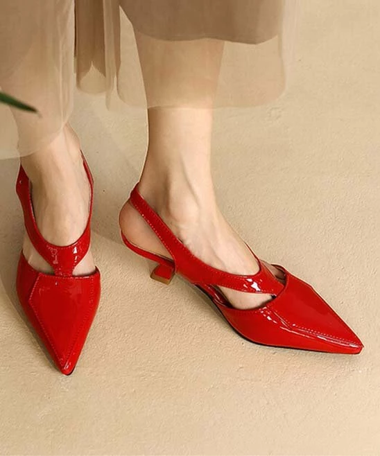 Best deal ✔️ BUTITI Red Cutout Pointed-Toe Slingback - 👩 Women ❤️ 4 Best deal ✔️ BUTITI Red Cutout Pointed-Toe Slingback - 👩 Women ❤️ - Image 4