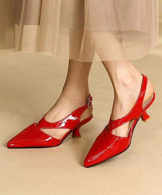 Best deal ✔️ BUTITI Red Cutout Pointed-Toe Slingback - 👩 Women ❤️ 1 Best deal ✔️ BUTITI Red Cutout Pointed-Toe Slingback - 👩 Women ❤️