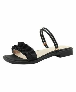 Best deal 👏 BUTITI Black Ruffle-Strap 🩴 Sandal - 👩 Women ⌛ 7 Best deal 👏 BUTITI Black Ruffle-Strap 🩴 Sandal - 👩 Women ⌛ -BUTITI Shop zu106087952 alt 2 tm1653656606