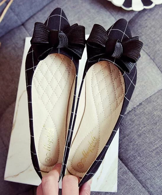 Wholesale ๐ BUTITI Black Windowpane Bow-Accent Pointed-Toe Flat - ๐ฉ Women โ 3 Wholesale ๐ BUTITI Black Windowpane Bow-Accent Pointed-Toe Flat - ๐ฉ Women โ - Image 3