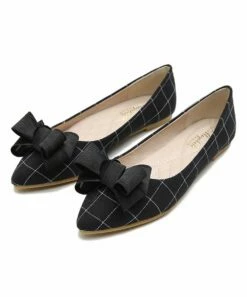 Wholesale ๐ BUTITI Black Windowpane Bow-Accent Pointed-Toe Flat - ๐ฉ Women โ