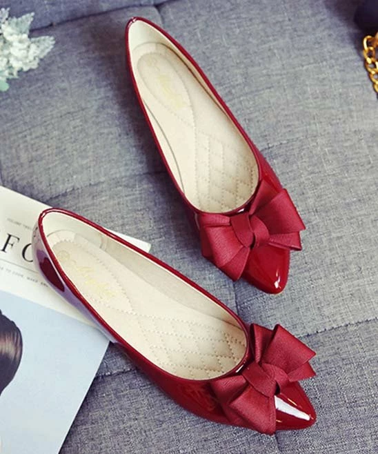 Best Sale ๐ BUTITI Wine Bow-Accent Pointed-Toe Flat - ๐ฉ Women ๐ 3 Best Sale ๐ BUTITI Wine Bow-Accent Pointed-Toe Flat - ๐ฉ Women ๐ - Image 3