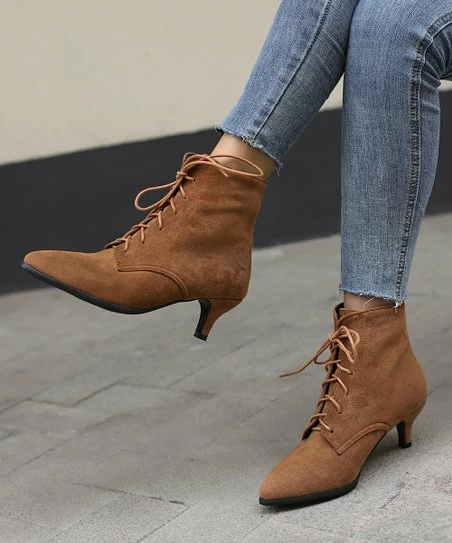 Flash Sale โค๏ธ BUTITI Light Brown Lace-Up Pointed-Toe Bootie - ๐ฉ Women โค๏ธ 1 Flash Sale โค๏ธ BUTITI Light Brown Lace-Up Pointed-Toe Bootie - ๐ฉ Women โค๏ธ