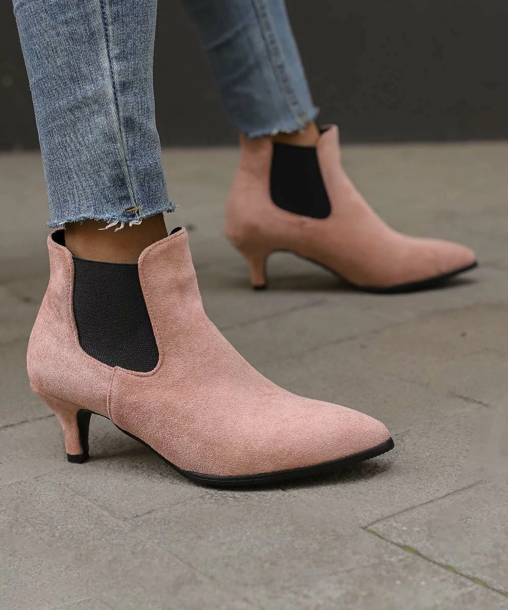 Buy ⭐ BUTITI Pink Kitten Heel Chelsea Boot - 👩 Women 🎉 2 Buy ⭐ BUTITI Pink Kitten Heel Chelsea Boot - 👩 Women 🎉 - Image 2