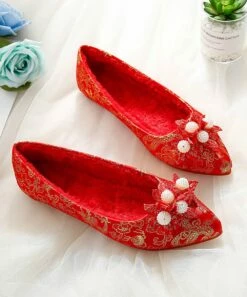 New 🥰 BUTITI Red Floral Flat - 👩 Women 🔔 -BUTITI Shop zu106325292 alt 5 tm1654176366