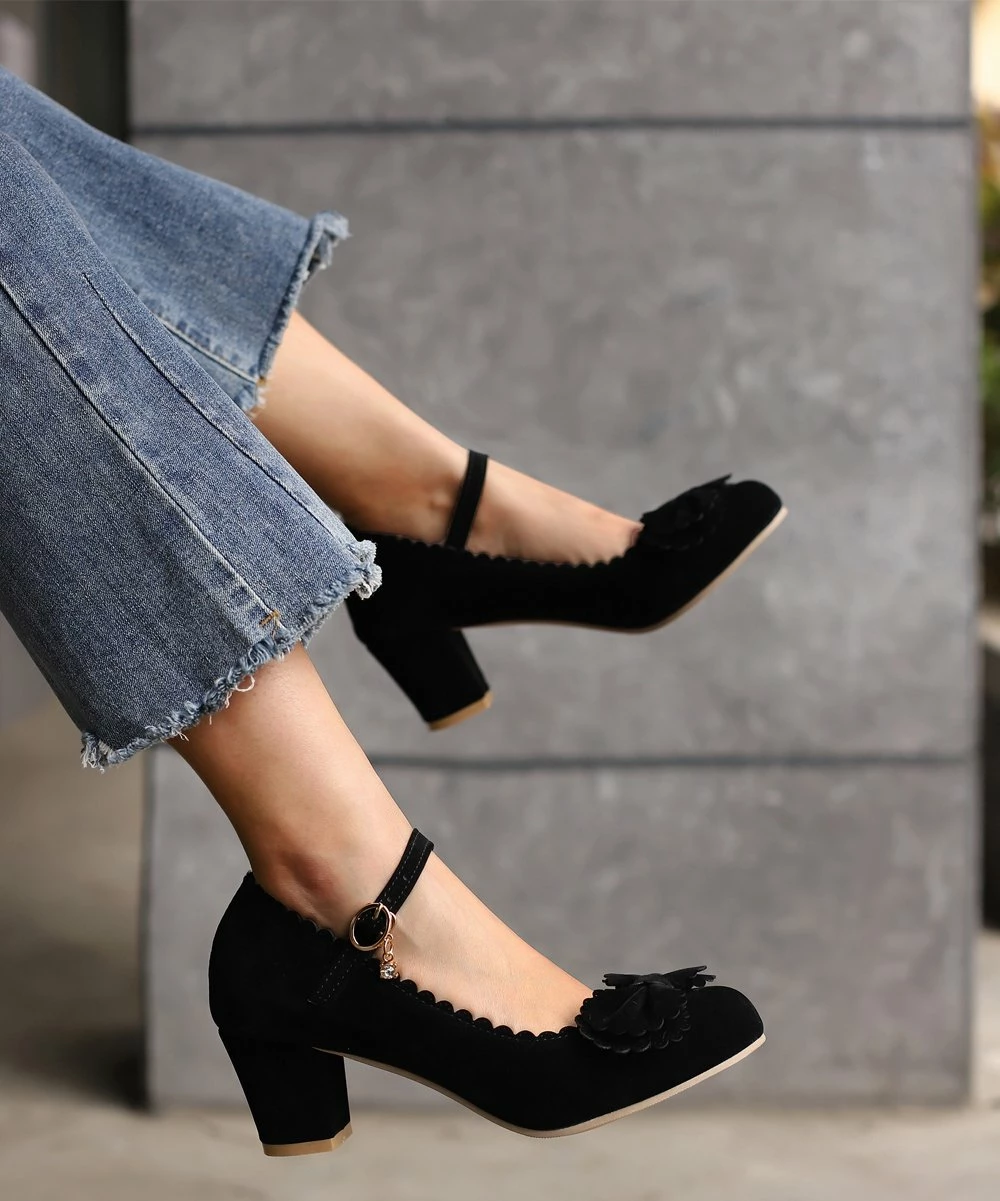 Brand new ๐ BUTITI Black Bow-Accent Scalloped-Edge Charm Buckle Mary Jane - ๐ฉ Women ๐ 2 Brand new ๐ BUTITI Black Bow-Accent Scalloped-Edge Charm Buckle Mary Jane - ๐ฉ Women ๐ - Image 2