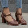 Best deal 👏 BUTITI Brown Brogue-Stitch T-Strap Pump - 👩 Women 😀