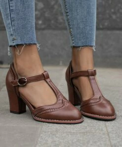 Best deal ๐ BUTITI Brown Brogue-Stitch T-Strap Pump - ๐ฉ Women ๐