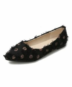 Budget โ BUTITI Black & Beige Polka Dot Frayed Flat - ๐ฉ Women ๐งจ