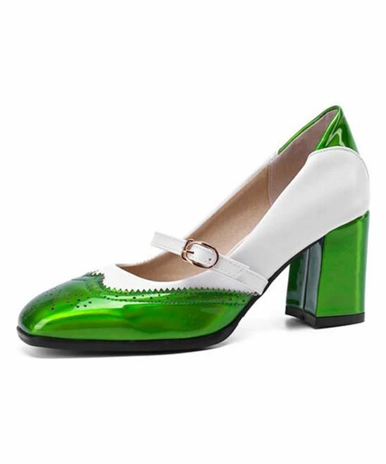 Best Pirce โจ BUTITI Green & White Color-Block Buckle Pump - ๐ฉ Women ๐คฉ 2 Best Pirce โจ BUTITI Green & White Color-Block Buckle Pump - ๐ฉ Women ๐คฉ - Image 2