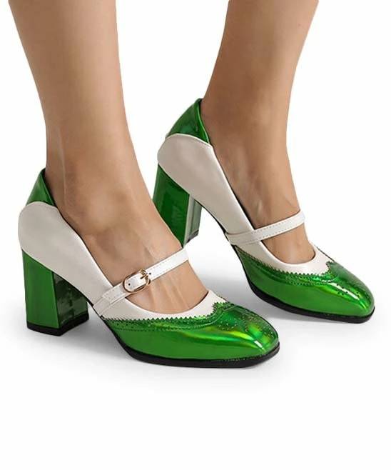 Best Pirce โจ BUTITI Green & White Color-Block Buckle Pump - ๐ฉ Women ๐คฉ 1 Best Pirce โจ BUTITI Green & White Color-Block Buckle Pump - ๐ฉ Women ๐คฉ