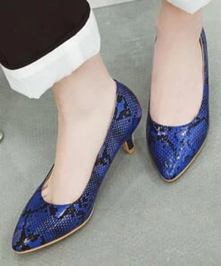 BUTITI Shop 23 Promo 😉 BUTITI Blue Snakeskin Print Kitten Heel - 👩 Women 🎉
