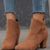 Coupon ⭐ BUTITI Light Brown Ring Charm Block-Heel Bootie - 👩 Women 😀