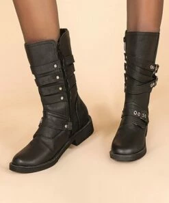 Wholesale ❤️ BUTITI Black & Silvertone Buckle-Accent Ankle Boot - 👩 Women 💯 -BUTITI Shop zu107365645 alt 3 tm1659643744