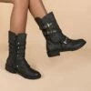 Wholesale ❤️ BUTITI Black & Silvertone Buckle-Accent Ankle Boot - 👩 Women 💯