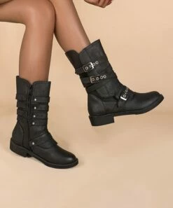 Wholesale ❤️ BUTITI Black & Silvertone Buckle-Accent Ankle Boot - 👩 Women 💯