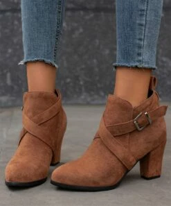 Wholesale โ BUTITI Light Brown Crisscross Block-Heel Bootie - ๐ฉ Women ๐ฅ