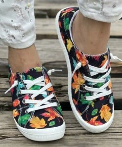 Discount 🥰 BUTITI Black & Yellow Leaves 👟 Sneaker - 👩 Women 😀 -BUTITI Shop zu107510728 alt 2 tm1658855804