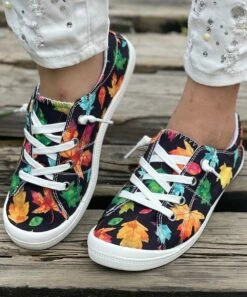 Discount 🥰 BUTITI Black & Yellow Leaves 👟 Sneaker - 👩 Women 😀 -BUTITI Shop zu107510728 alt 3 tm1658855804
