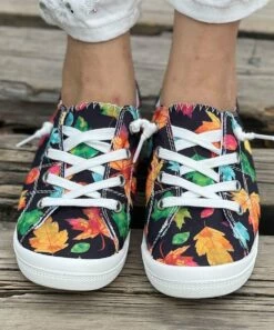 Discount 🥰 BUTITI Black & Yellow Leaves 👟 Sneaker - 👩 Women 😀 -BUTITI Shop zu107510728 alt 4 tm1658855804