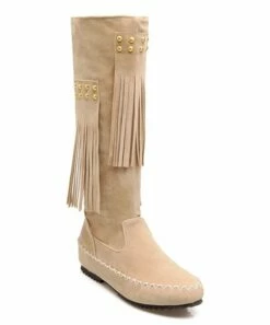 Outlet ๐คฉ BUTITI Beige Fringe-Accent Moccasin Boot - ๐ฉ Women โจ
