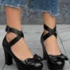 Buy ❤️ BUTITI Black Bow-Toe Strappy Pump - 👩 Women 🥰