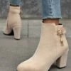 Promo ⌛ BUTITI Beige Buckle-Accent Bootie - 👩 Women 😍