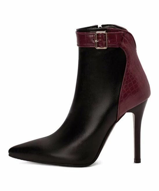 Outlet ✨ BUTITI Red Buckle-Accent Ankle Boot - 👩 Women 🎉 2 Outlet ✨ BUTITI Red Buckle-Accent Ankle Boot - 👩 Women 🎉 - Image 2