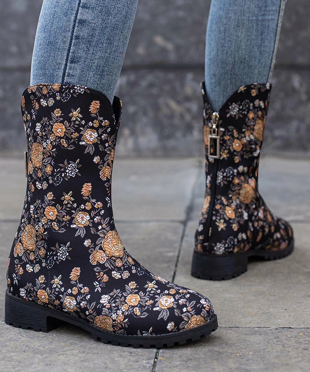 Best Sale ๐งจ BUTITI Black & Soft Orange Floral Back-Zip Boot - ๐ฉ Women ๐ฅ 1 Best Sale ๐งจ BUTITI Black & Soft Orange Floral Back-Zip Boot - ๐ฉ Women ๐ฅ