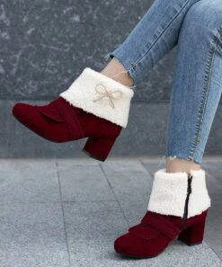 Best Sale 🔥 BUTITI Red White Faux Fur Fold-Over Bootie - 👩 Women 💯 -BUTITI Shop zu108348275 alt 2 tm1661187252