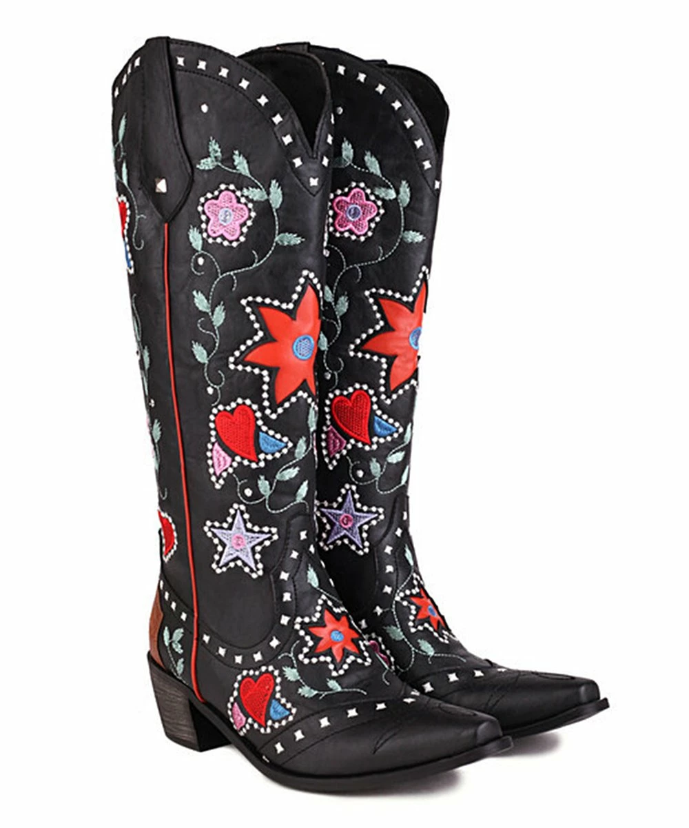 Wholesale 👏 BUTITI Black Star Heart Cowboy Boot - 👩 Women 😍 3 Wholesale 👏 BUTITI Black Star Heart Cowboy Boot - 👩 Women 😍 - Image 3