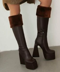 Best Sale โญ BUTITI Brown Faux Fur-Cuff Platform Boot - ๐ฉ Women ๐