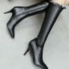 Promo 🛒 BUTITI Black Ruffle-Accent Stiletto-Heel Boot - 👩 Women 👏