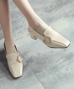 Top 10 ๐งจ BUTITI Beige Imitation Pearl-Buckle Square-Toe Pump - ๐ฉ Women ๐