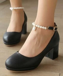 Promo 🌟 BUTITI Black Imitation-Pearl Strap Pump - 👩 Women 👏