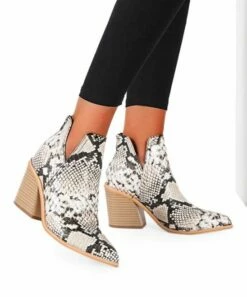Cheap 🔥 BUTITI Light Gray Snake-Print Side Slit Ankle Boot - 👩 Women 🌟 -BUTITI Shop zu109107729 alt 4 tm1663784028
