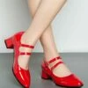 Outlet 👍 BUTITI Red Patent Double-Strap Mary Jane 👟 Shoe - 👩 Women 🔔