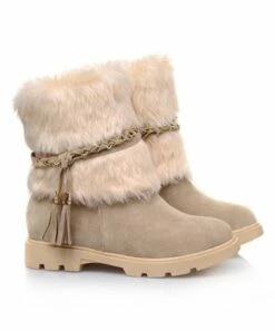 Top 10 ⭐ BUTITI Apricot Tassel-Accent Faux Fur-Contrast Boot - 👩 Women 👏