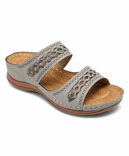 Budget ๐คฉ BUTITI Gray Lattice Dual-Strap ๐ฉด Sandal - ๐ฉ Women โจ 1 Budget ๐คฉ BUTITI Gray Lattice Dual-Strap ๐ฉด Sandal - ๐ฉ Women โจ
