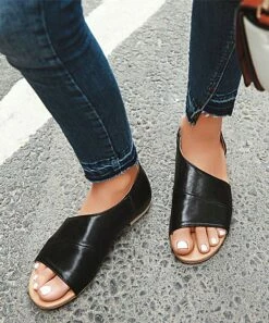 Top 10 🔥 BUTITI Black Assymetrical-Upper Pull-On 🩴 Sandal - 👩 Women 🔥