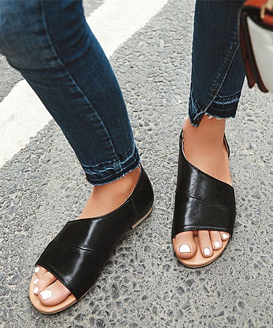 Top 10 🔥 BUTITI Black Assymetrical-Upper Pull-On 🩴 Sandal - 👩 Women 🔥 1 Top 10 🔥 BUTITI Black Assymetrical-Upper Pull-On 🩴 Sandal - 👩 Women 🔥