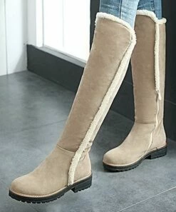 Flash Sale 👏 BUTITI Beige Fleecy-Seam Knee-High Boot - 👩 Women 🔔