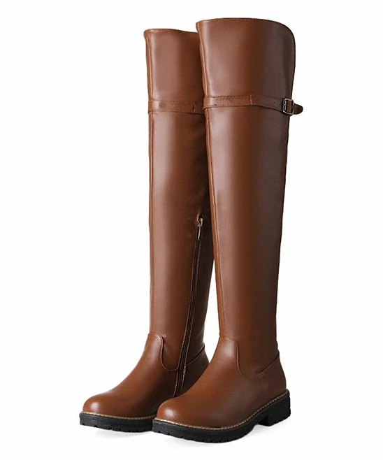 Top 10 ๐ BUTITI Brown Buckle-Strap Over-the-Knee Boot - ๐ฉ Women โ 1 Top 10 ๐ BUTITI Brown Buckle-Strap Over-the-Knee Boot - ๐ฉ Women โ